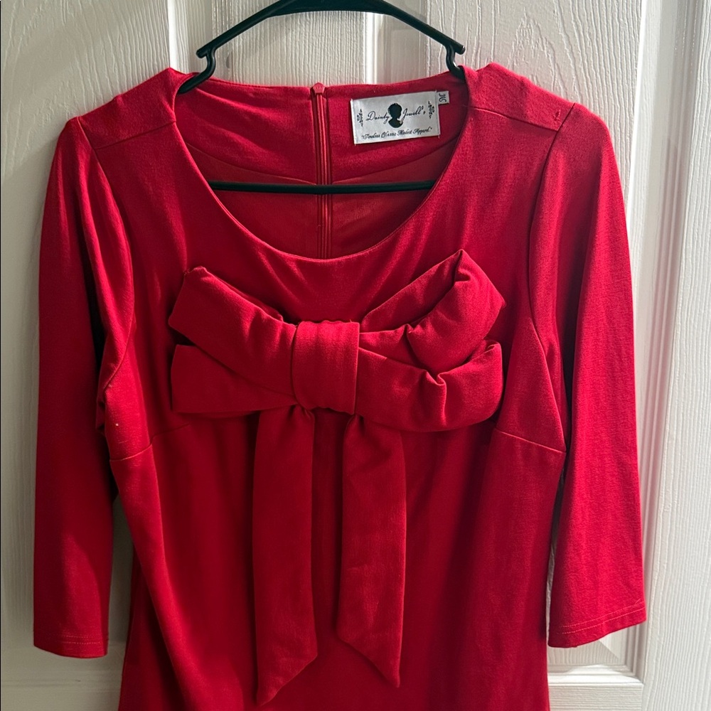 Dainty Jewells Red Bow-Front Long Sleeve Top